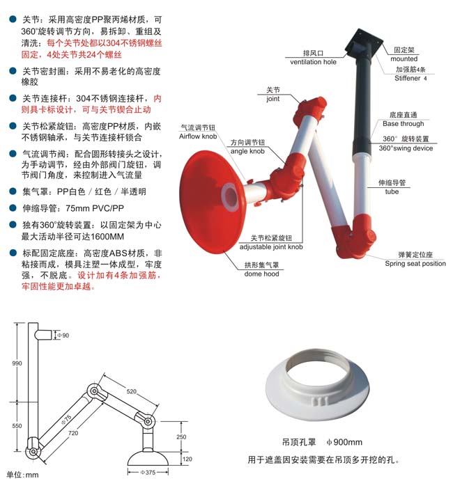 三节万向抽气罩(图1)